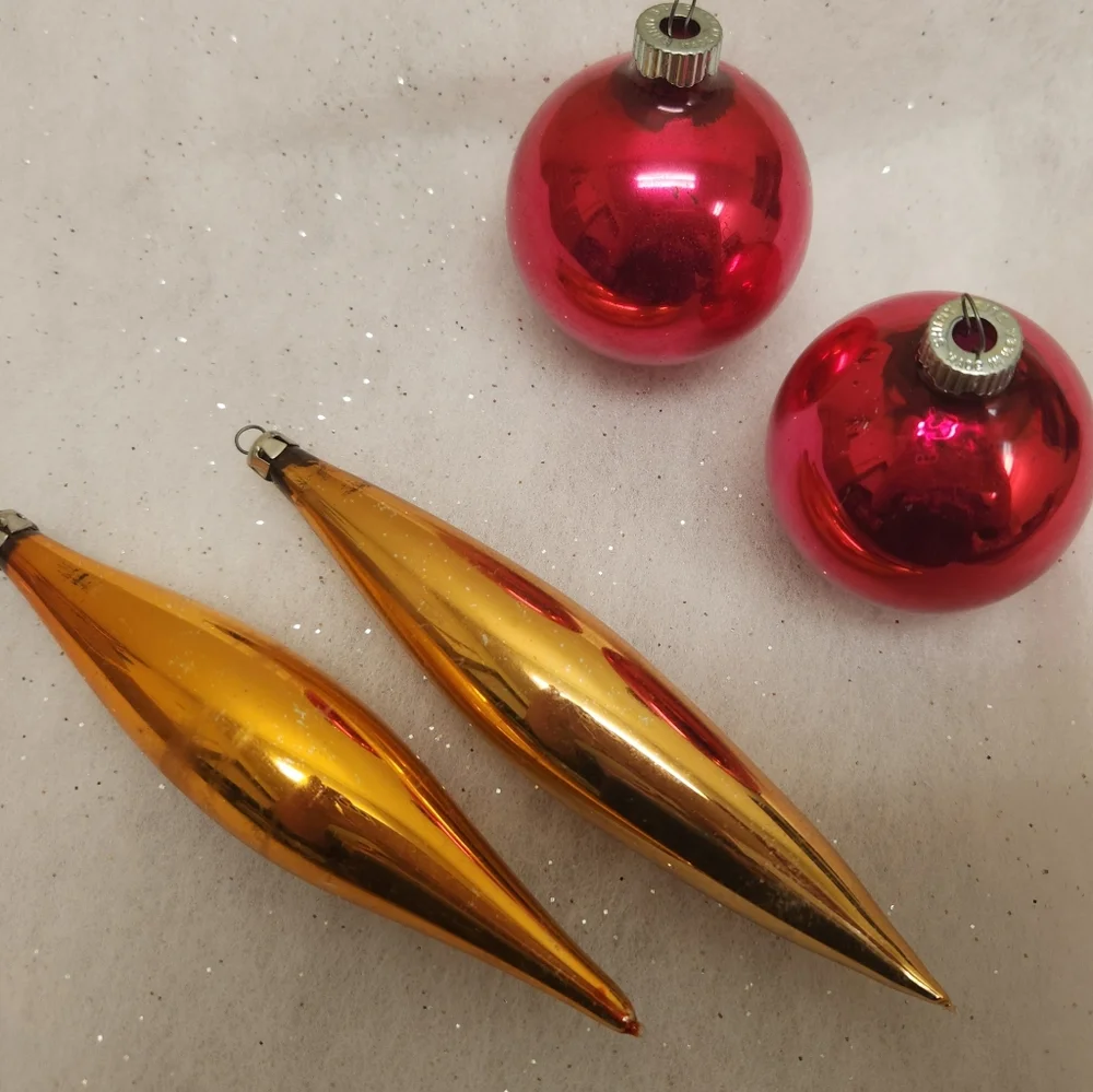 Vintage Mercury Glass Ornament Set - Picture 2 of 8